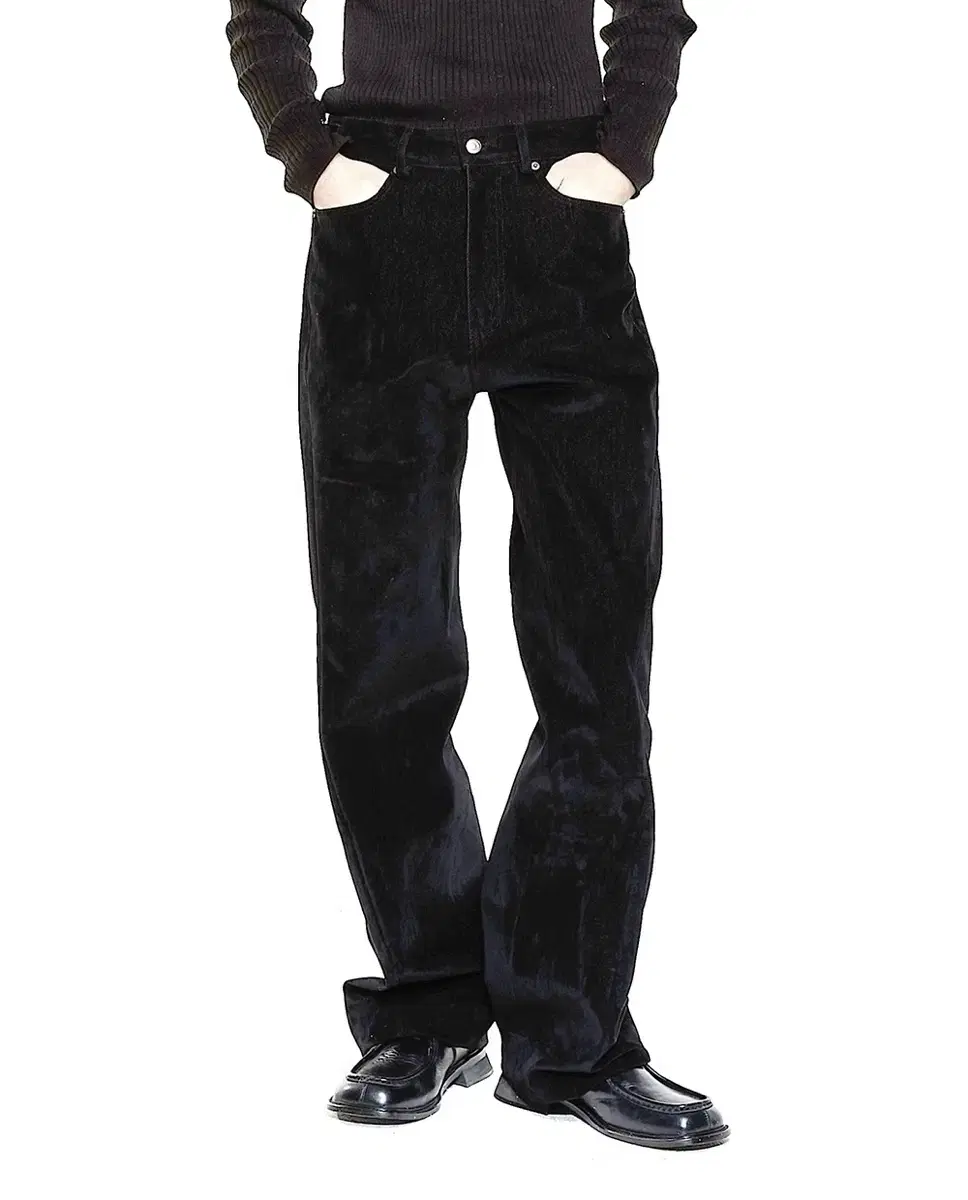 알렌느 TWISTED VELVET DENIM PANTS BLACK(VB4